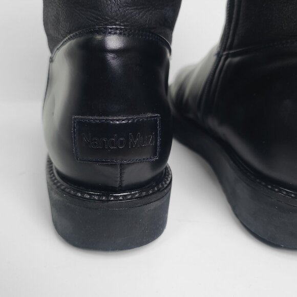 NANDO MUZI Black Leather Winter Boots Size 4.5 - Picture 6 of 13